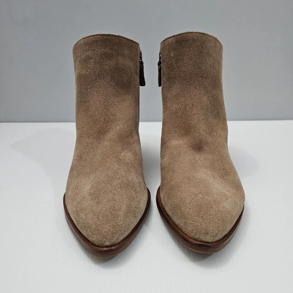 Cole Haan Vayda Ankle Boot Women 9.5 Whiskey Tan Suede Western Low Heel Fall NEW